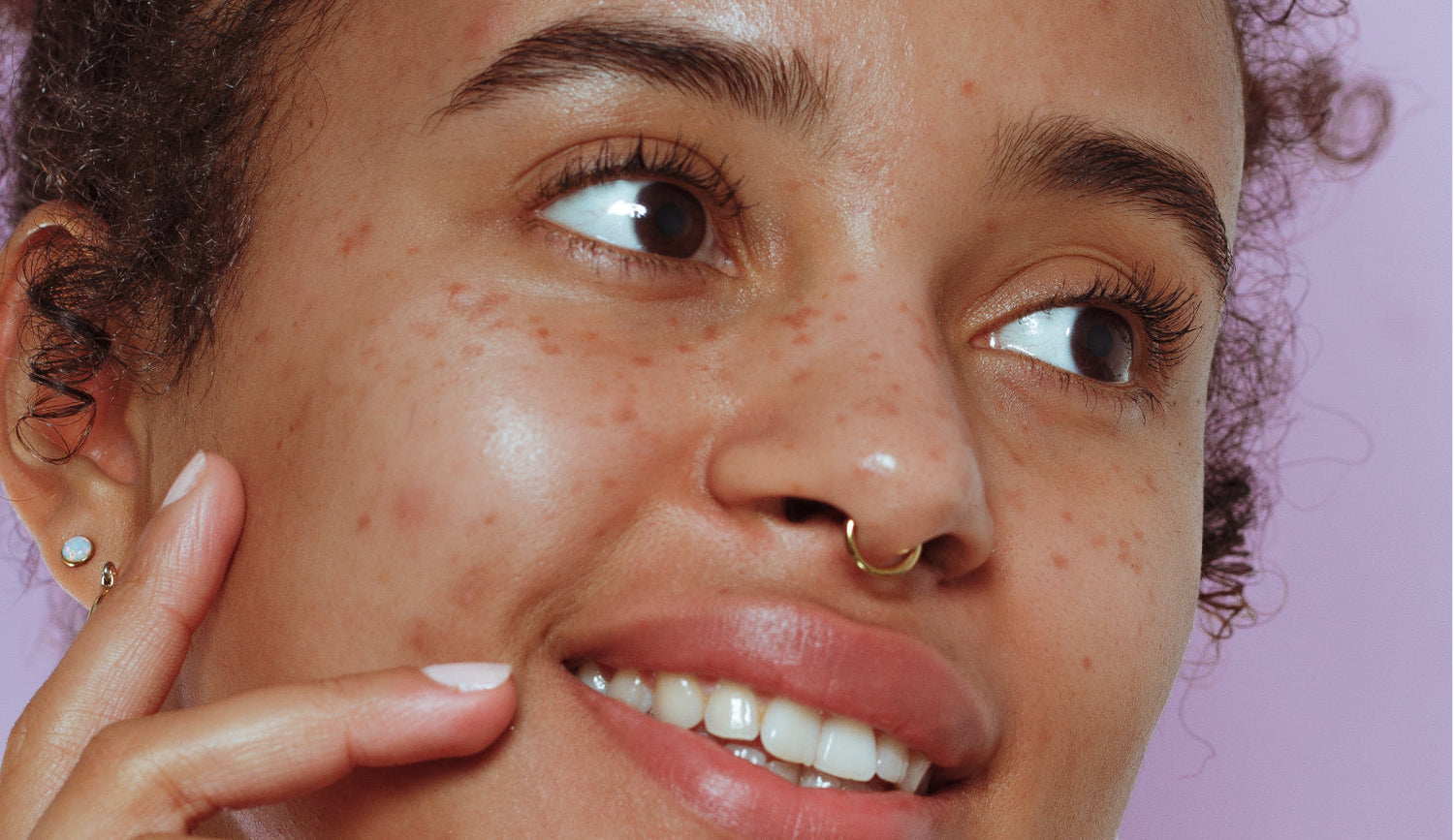 close-up of girl with glowing skin